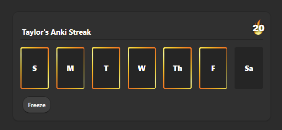 anki streak preview with just an active streak