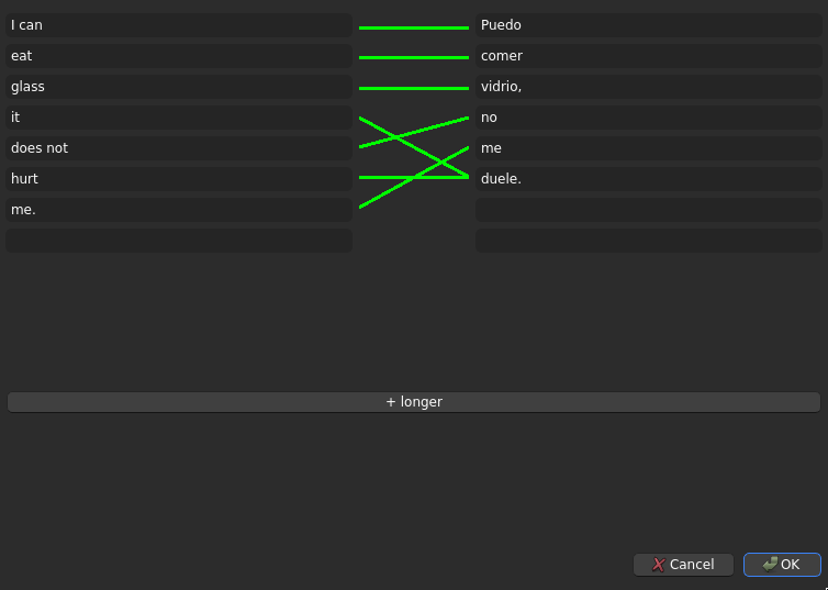 English-Español "I can eat glass" in GUI editor