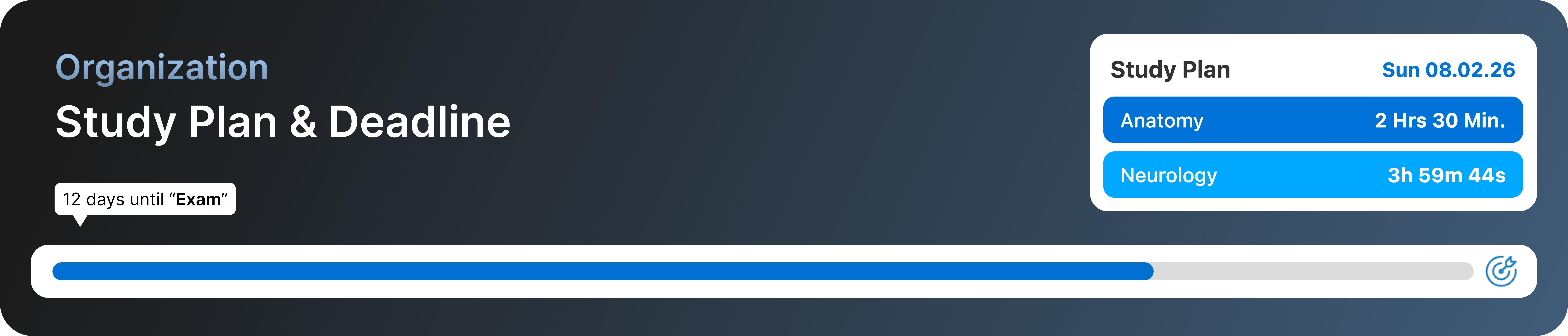 Tính năng kế hoạch học tập và đếm ngược hạn chót trong SynapsePro