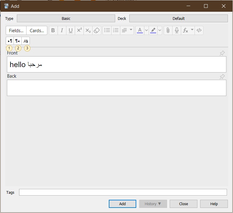 Add-on's buttons in the editor