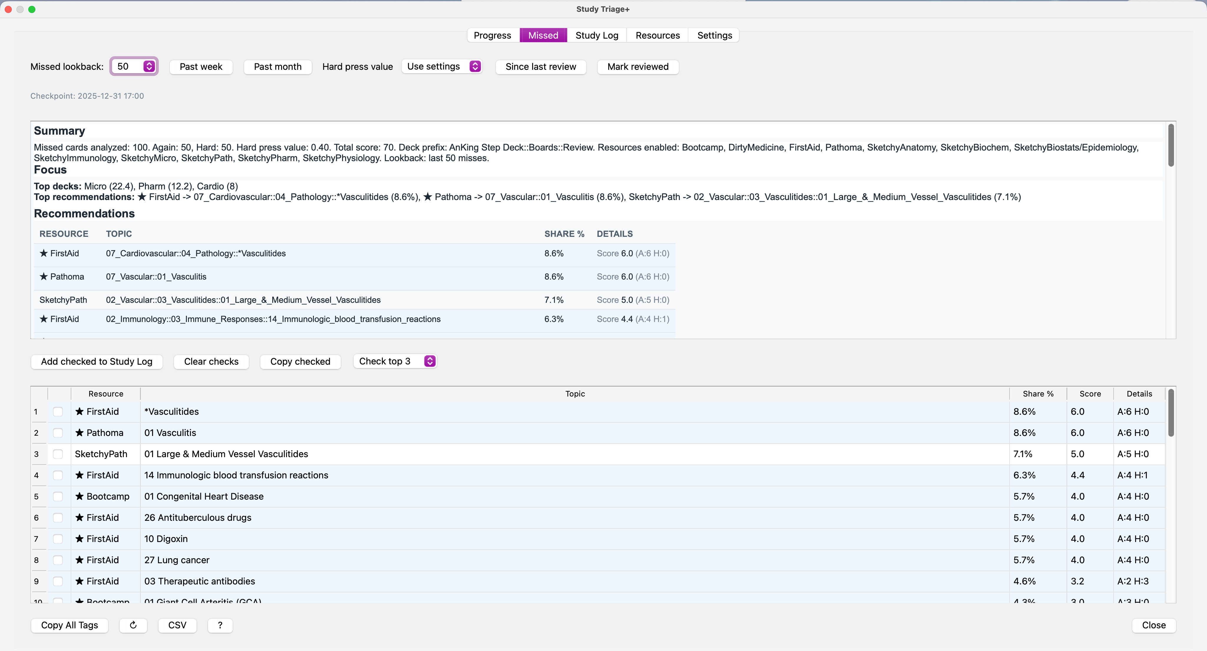 Missed tab screenshot