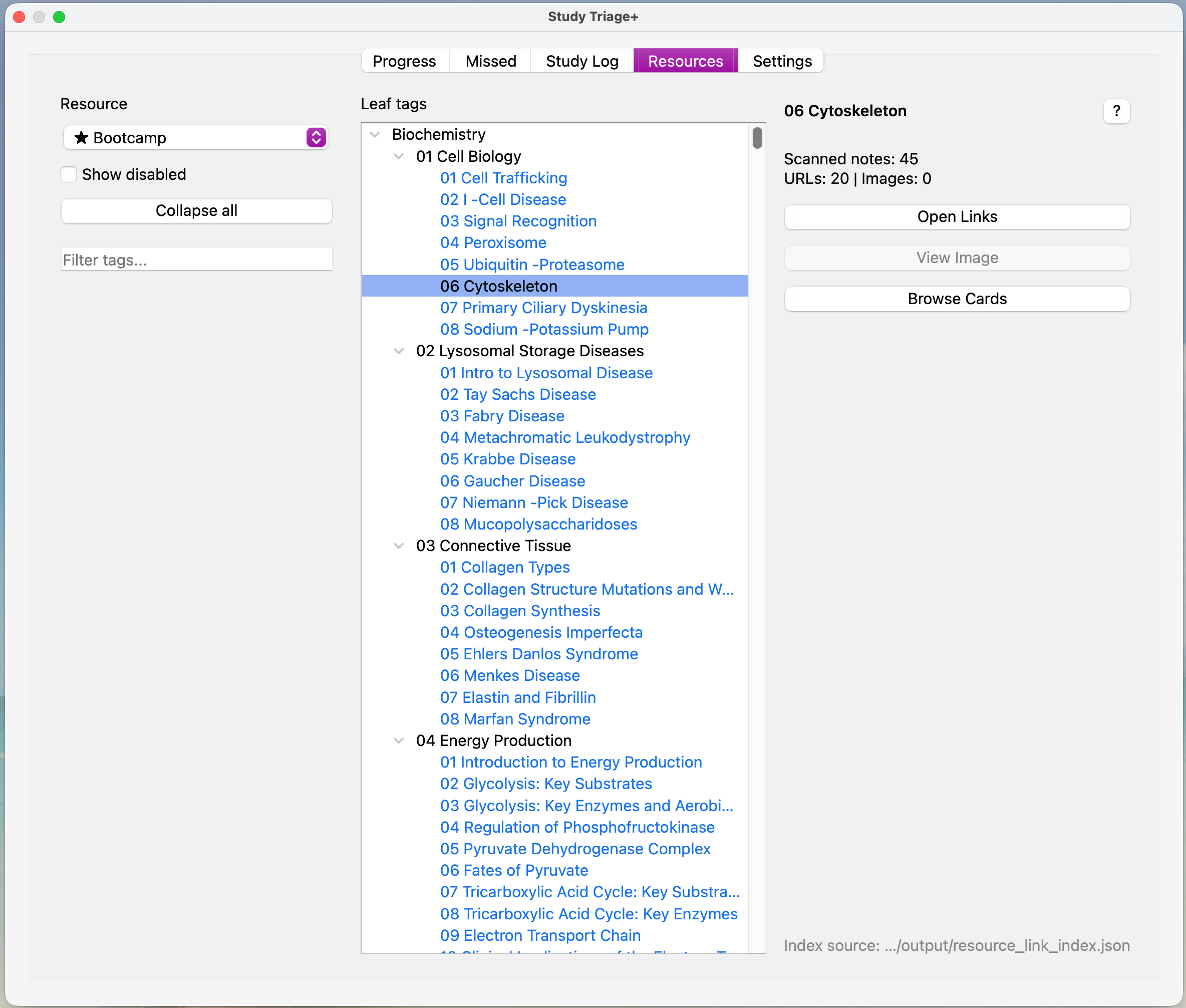 Resources tab screenshot