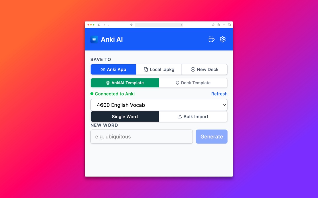 Anki AI Assistant: Chrome extension tạo thẻ Anki bằng AI (miễn phí, nhanh như copy-paste)