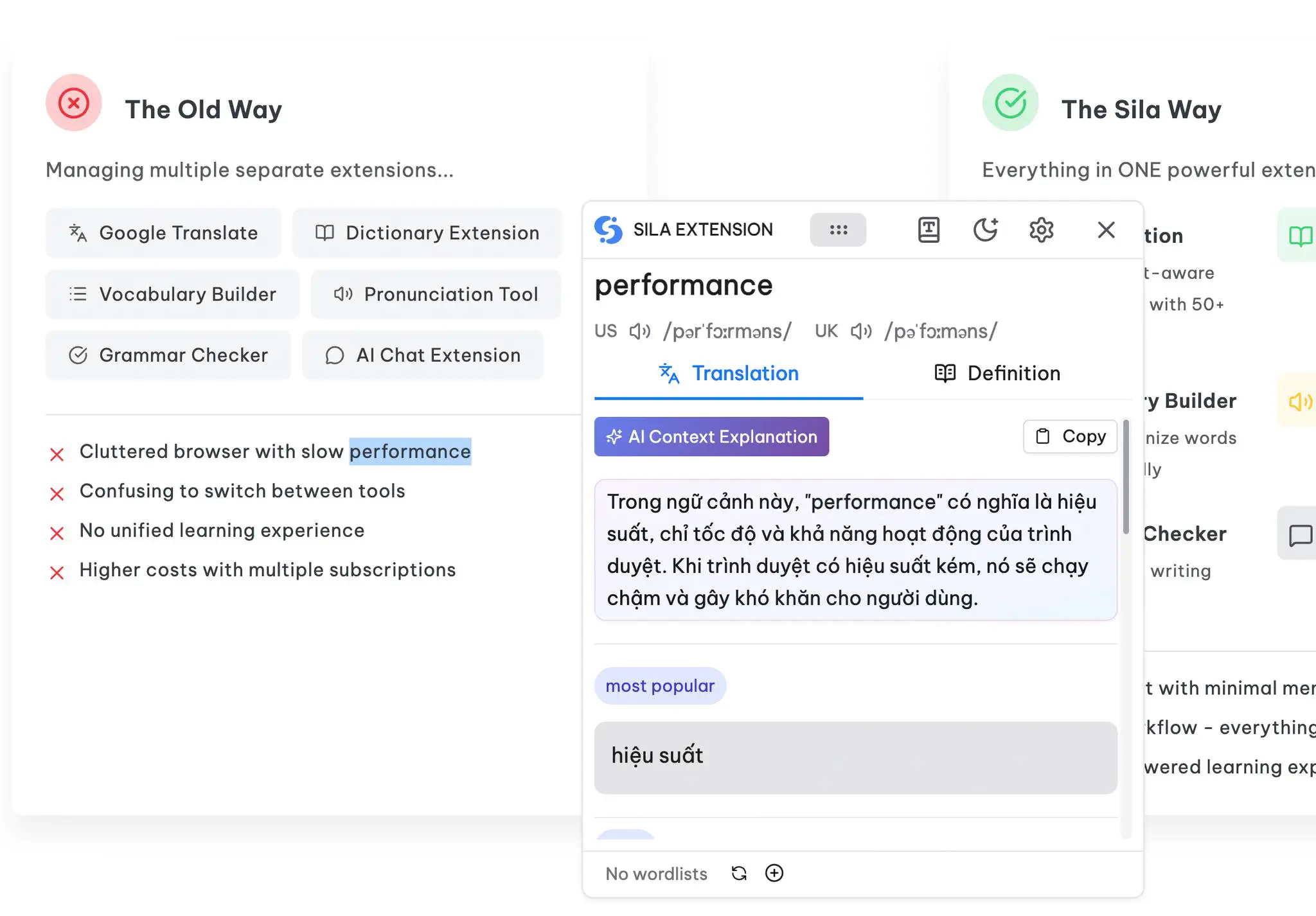 Giới thiệu Sila: Chrome Extension dịch và học tiếng Anh với AI (Miễn phí)