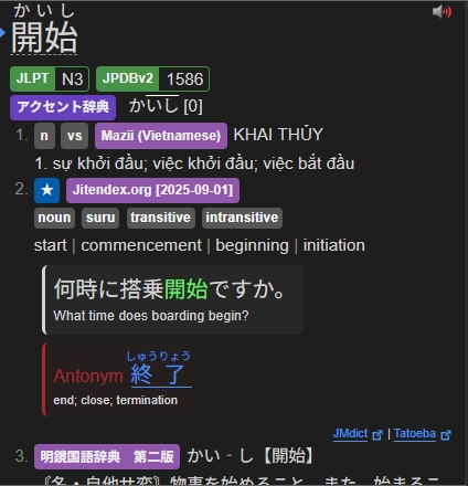 Bộ từ điển Yomitan Nhật - Việt (Mazii + JLPT + JPDB + Pitch + Mono) — Thien Phuc chia sẻ