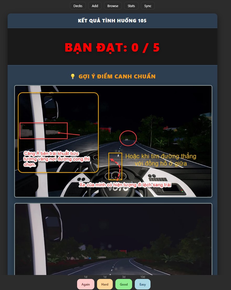 Hình ảnh gợi ý điểm canh chuẩn 120 tình huống mô phỏng lái xe