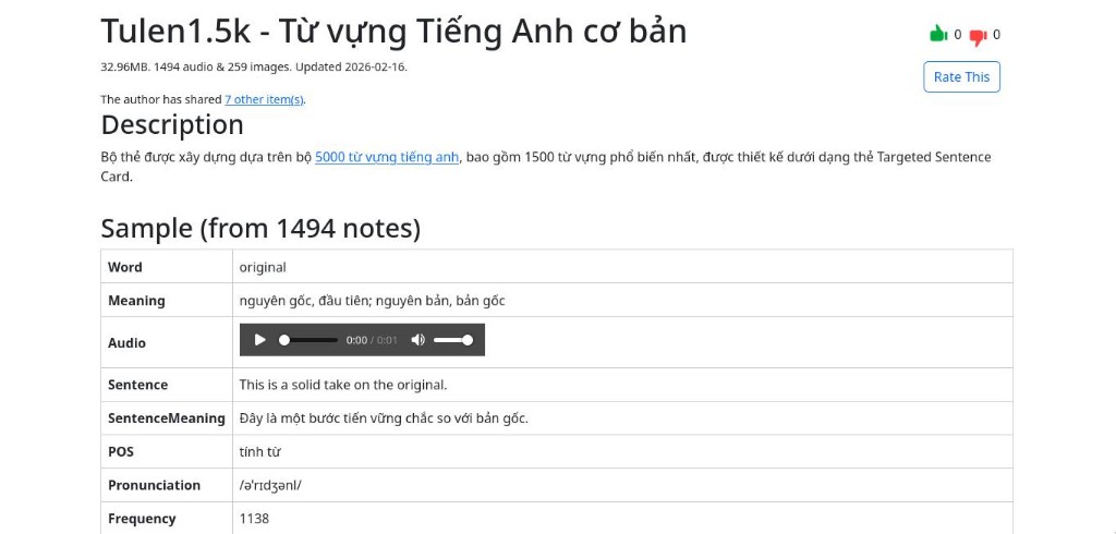 📚 1500 từ vựng tiếng Anh cơ bản – Deck Anki (cần người cùng soát)