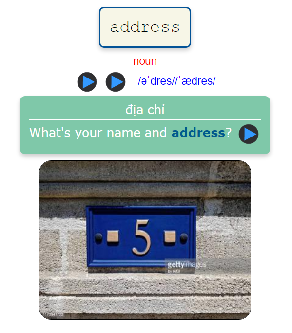 Light Mode - Mặt sau thẻ với nghĩa và ví dụ