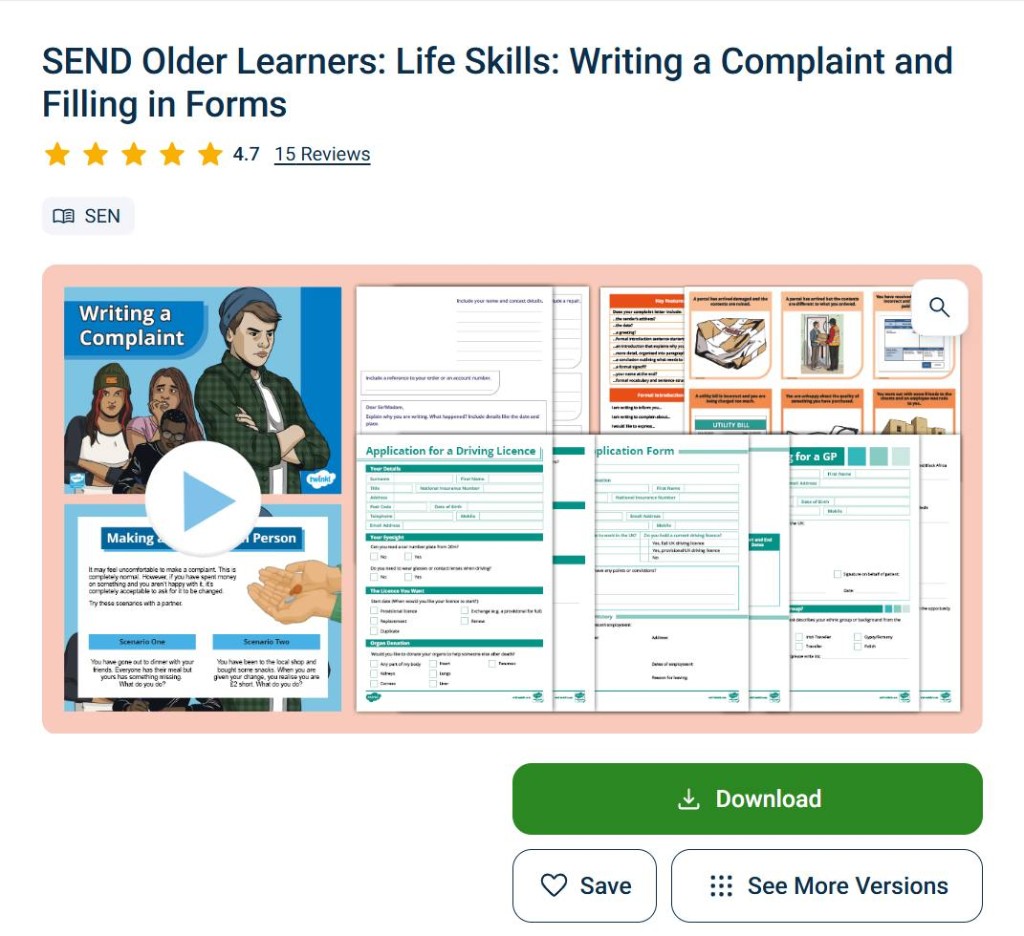Twinkl SEND: Writing a Complaint and Filling in Forms