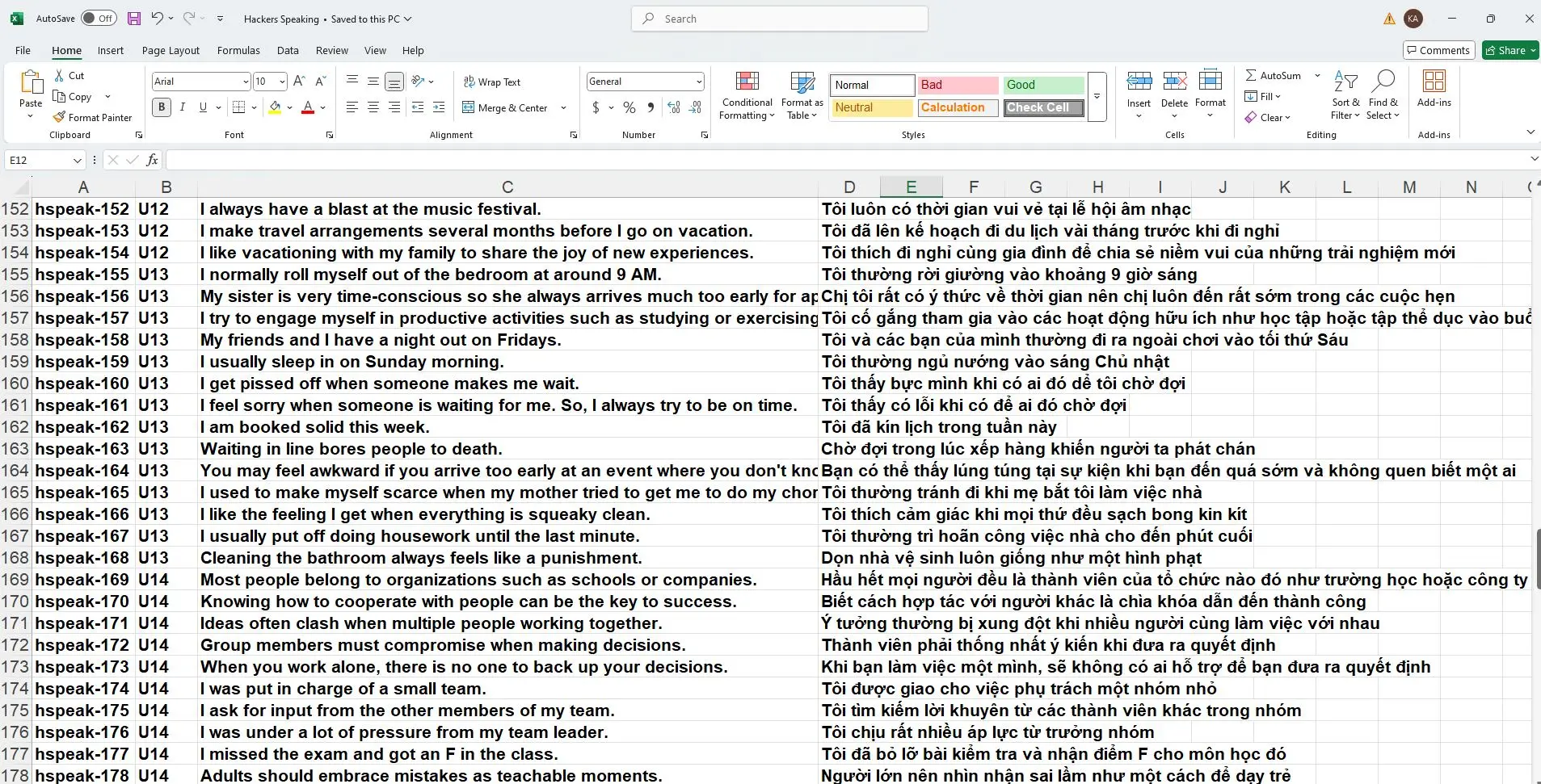 Mặt sau thẻ với bản dịch tiếng Việt