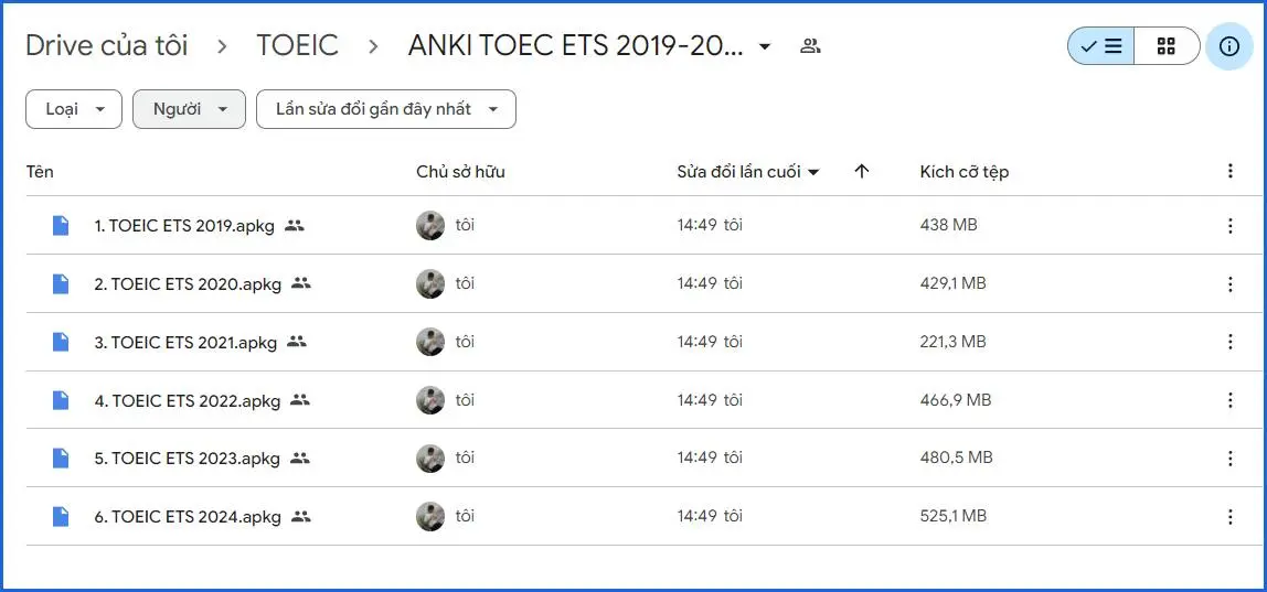 Bộ thẻ Anki ôn thi TOEIC ETS (FULL 2019-2024)