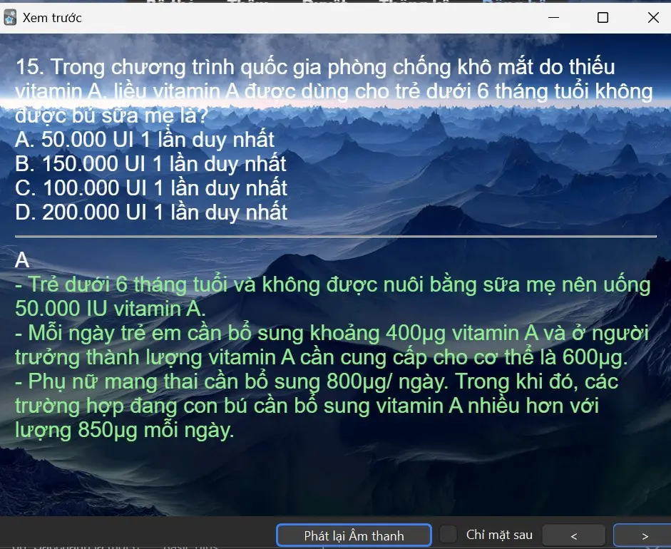 Bộ Thẻ Trắc Nghiệm Dinh Dưỡng Anki