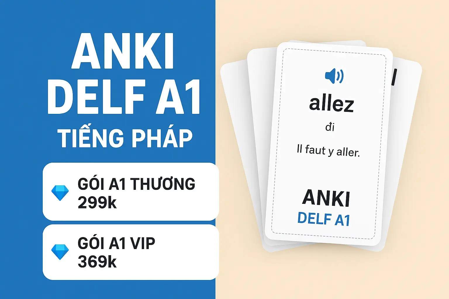 BÁN – BỘ THẺ DELF A1 TIẾNG PHÁP | QUANG PHAN