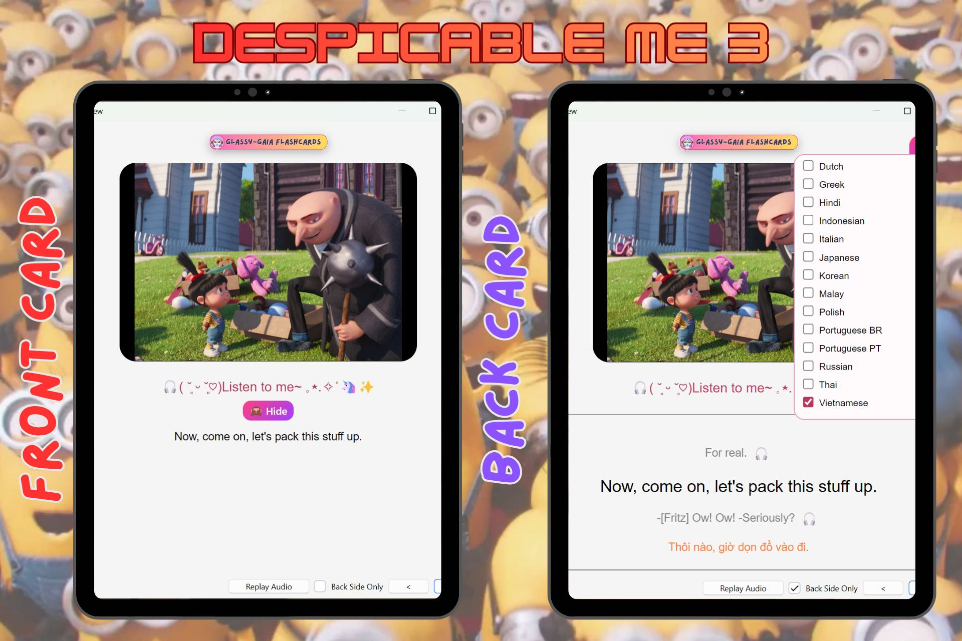 Preview 4 - Despicable Me flashcards