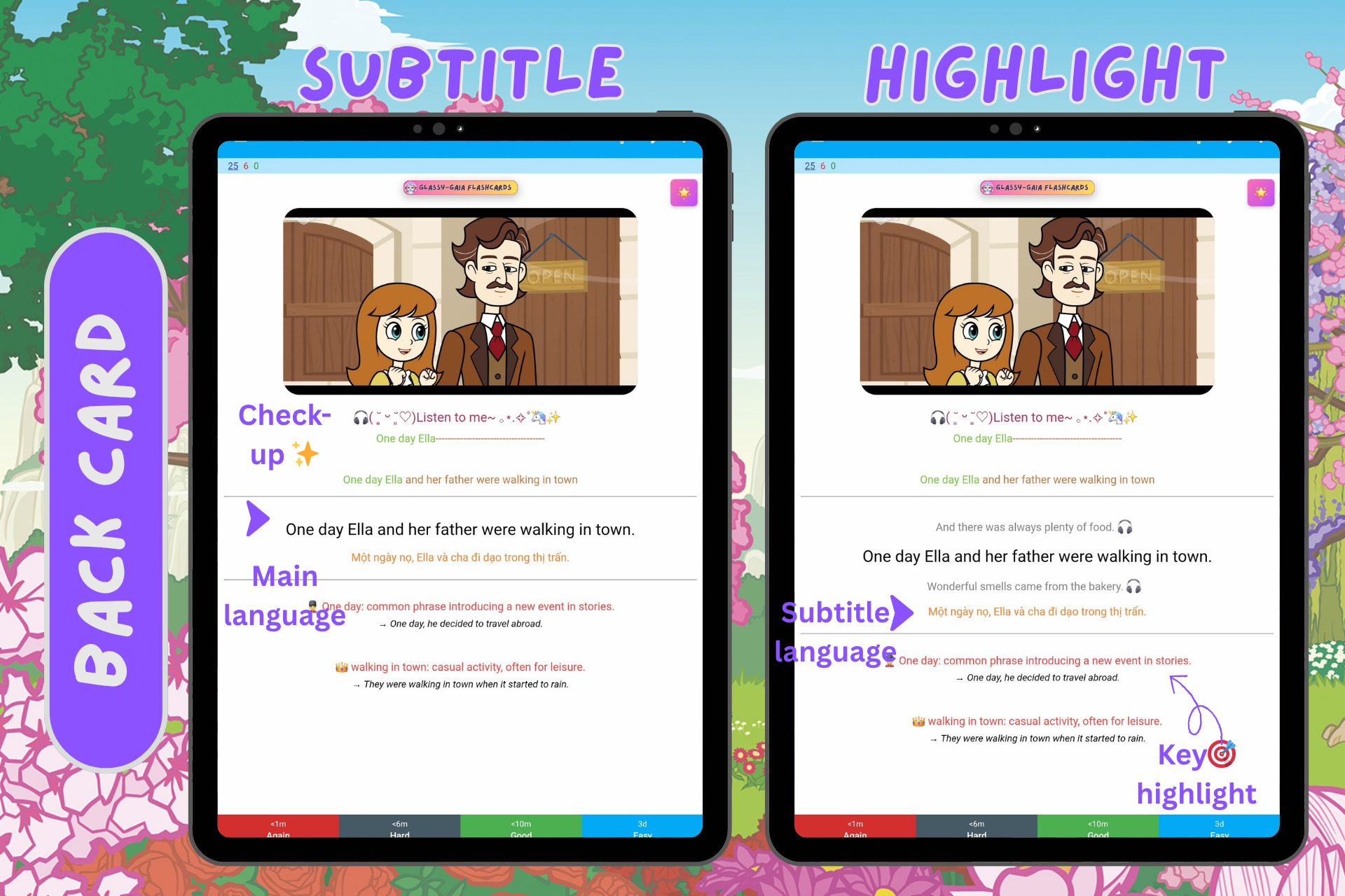 Back card (subtitle, highlight)