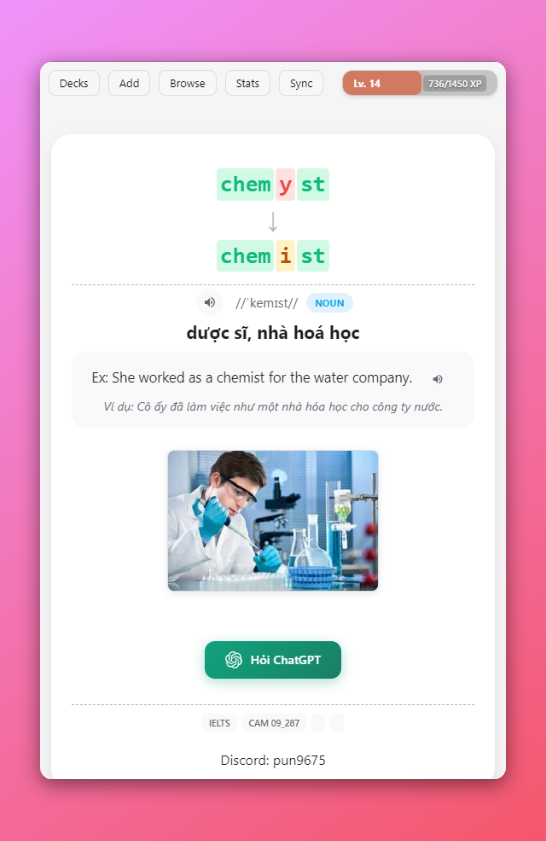 Hình ảnh minh họa từ vựng IELTS - Anki deck Cambridge 9-20 với nghĩa tiếng Việt