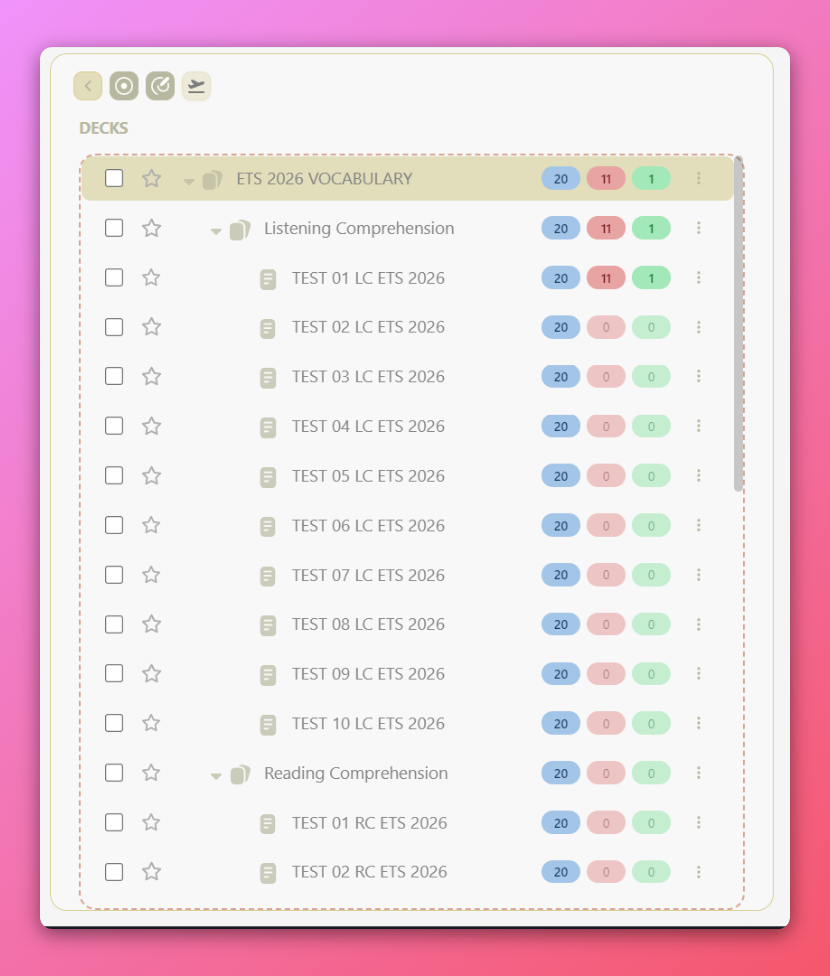 Preview bộ thẻ TOEIC ETS 2026